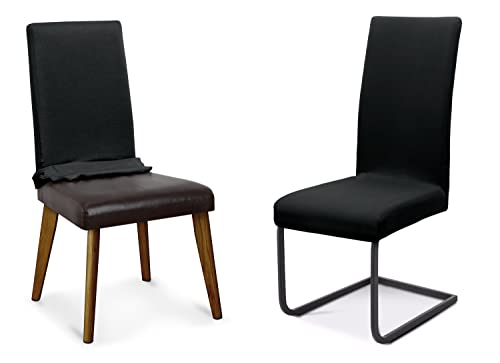 BEAUTEX Stuhlhusse Jersey, elastische Stretch Husse Baumwolle Bi-Elastic, Farbe wählbar, Schwarz - 3