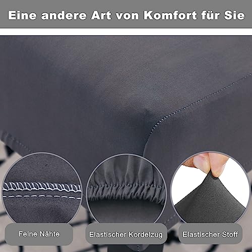 Hopelit Stuhlhussen 4er Set, Stuhlhussen Schwingstühle Abnehmbarer Waschbarer Spandex, Universale Stretch Stuhlbezug Hussen für Esszimmer, Hotel, Küche, Hochzeitsdeko, Dunkelgrau - 3