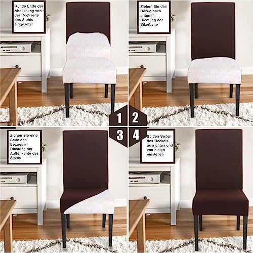 Hopelit Stuhlhussen 4er Set, Stuhlhussen Schwingstühle Abnehmbarer Waschbarer Spandex, Universale Stretch Stuhlbezug Hussen für Esszimmer, Hotel, Küche, Hochzeitsdeko, Dunkelgrau - 5