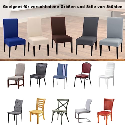 Hopelit Stuhlhussen 4er Set, Stuhlhussen Schwingstühle Abnehmbarer Waschbarer Spandex, Universale Stretch Stuhlbezug Hussen für Esszimmer, Hotel, Küche, Hochzeitsdeko, Dunkelgrau - 8