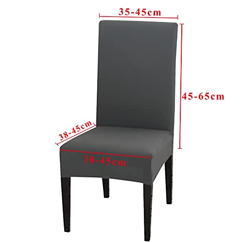 MOLVCE Hussen für Stühle 4er Set Stretch Stuhlhussen Universal Stuhlhusse aus Polyester Stuhlbezug für Esszimmer, Hotel, Bankett, Partys Deko, Hochzeit, Dunkelgrau - 2