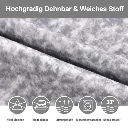 Alishomtll Stretch Stuhlhussen 4er/6er Set Grau Stuhlbezug Schwingstuhl Elastische Hussen Abnehmbarer Waschbarer Stühle Schutz für Esszimmer Restaurant Hotel Bankett Hochzeit (Grau Wellung, 4 Stück) - 4