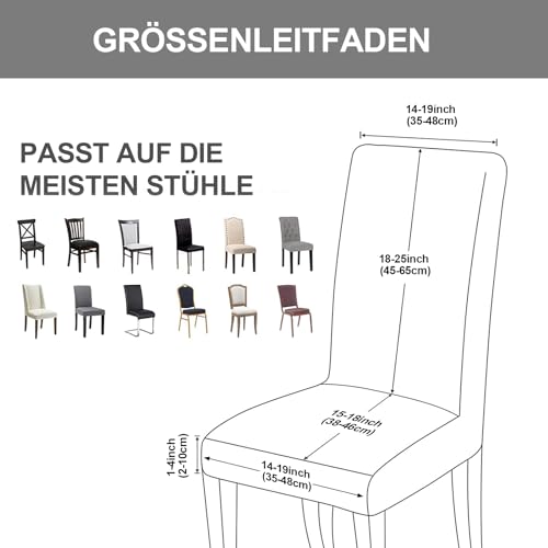 Alishomtll Stretch Stuhlhussen 4er/6er Set Grau Stuhlbezug Schwingstuhl Elastische Hussen Abnehmbarer Waschbarer Stühle Schutz für Esszimmer Restaurant Hotel Bankett Hochzeit (Grau Wellung, 4 Stück) - 6