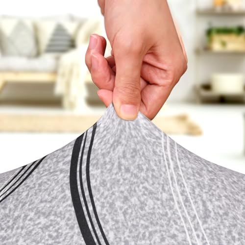 Alishomtll Stretch Stuhlhussen 4er/6er Set Grau Stuhlbezug Schwingstuhl Elastische Hussen Abnehmbarer Waschbarer Stühle Schutz für Esszimmer Restaurant Hotel Bankett Hochzeit (Grau Wellung, 4 Stück) - 9