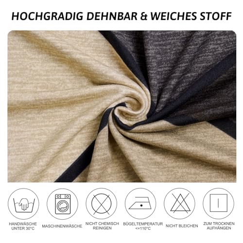Alishomtll Stretch Stuhlbezug 4er/6er Set Stuhlhussen Schwingstuhl Elastische Stuhlhussen Abnehmbarer Waschbarer Esszimmerstühle Bezüge für Restaurant Hotel Bankett (Braun Geometrie, 4 Stück) - 4