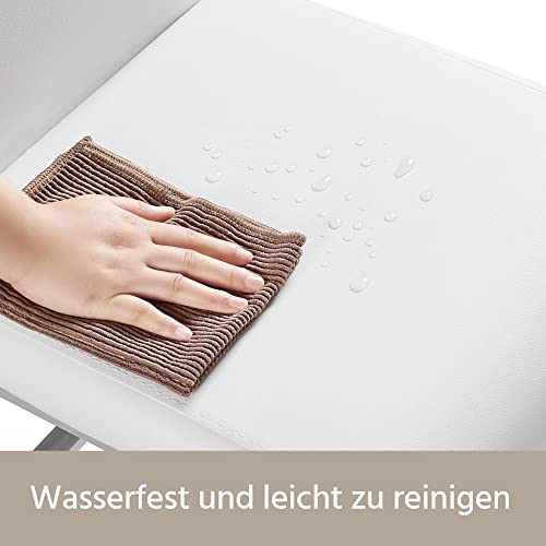 Yaheetech 2er Set Esszimmerstühle Küchenstuhl Schwingstuhl Essgruppe, mit hoher Rückenlehne, bequem gepolstert, Edelstahl und Kunstleder, Weiß - 6