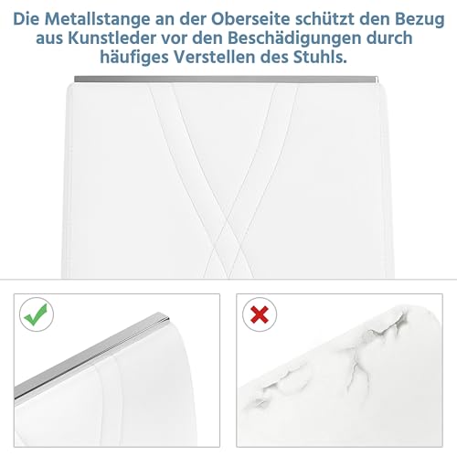 Yaheetech 2er Küchenstühle-Set Schwingstuhl mit Metalluntergestell Esszimmerstuhl Polsterstuhl fürs Esszimmer/Küche/Wohnzimmer/Restaurant/Konferenzraum, weiß - 8