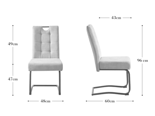 B&D home Esszimmerstühle Sofia 2er Set, Freischwinger Stühle Schwingstuhl für Esszimmer, Küche, Wohnzimmer, Büro, Retro Industrial modern Design, Webstoff Blau, 11125-BLAU-2 - 3