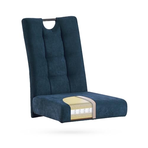 B&D home Esszimmerstühle Sofia 2er Set, Freischwinger Stühle Schwingstuhl für Esszimmer, Küche, Wohnzimmer, Büro, Retro Industrial modern Design, Webstoff Blau, 11125-BLAU-2 - 7