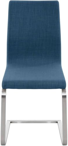 CLP Esszimmerstuhl Belfort Stoff Freischwinger I Moderner Schwingstuhl Mit Gepolsterter Sitzfläche & Hoher Rückenlehne, Farbe:blau - 3