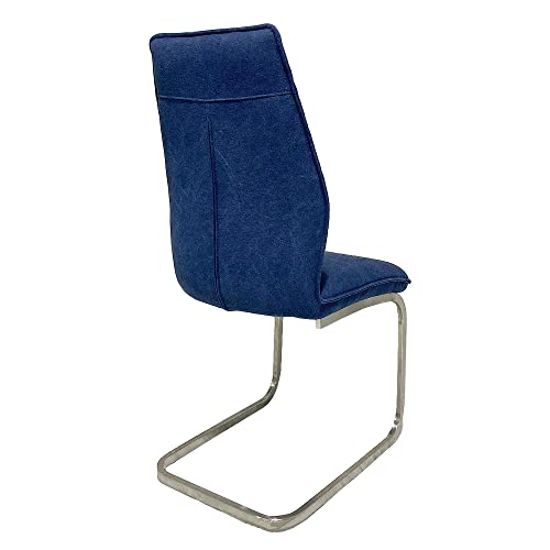 LEBENSwohnART 2tlg. Set Freischwinger Boston Blau Stuhl Esszimmerstuhl Wohnzimmerstuhl - 2