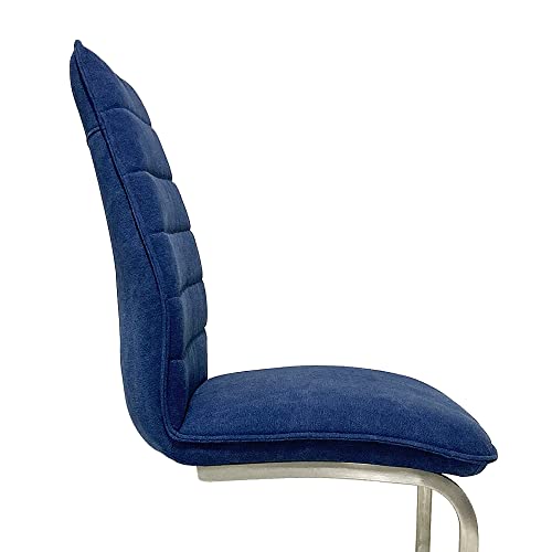 LEBENSwohnART 2tlg. Set Freischwinger Boston Blau Stuhl Esszimmerstuhl Wohnzimmerstuhl - 4