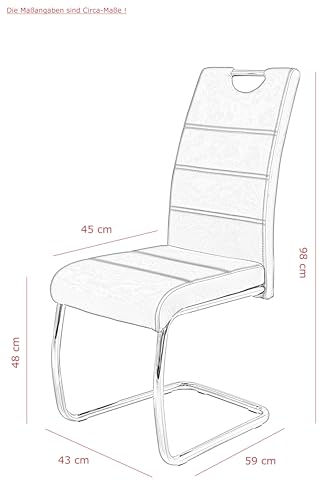 Hela Tische, 1ner Pack Schwingstuhl Flora, Bezug Kunstleder Bordeauxrot, Rundrohrgestell verchromt, Lehne mit Griff, 120kg belastbar - 2