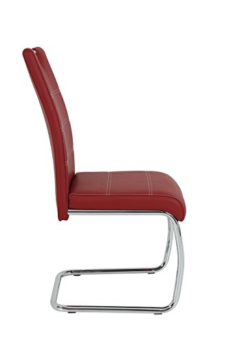Hela Tische, 1ner Pack Schwingstuhl Flora, Bezug Kunstleder Bordeauxrot, Rundrohrgestell verchromt, Lehne mit Griff, 120kg belastbar - 4