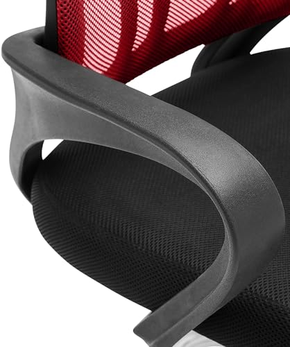 CLP Freischwinger Eureka I Polsterstuhl mit Stoffbezug I Rückenlehne mit Netzbezug I Esszimmerstuhl mit Metallgestell, Farbe:rot - 5