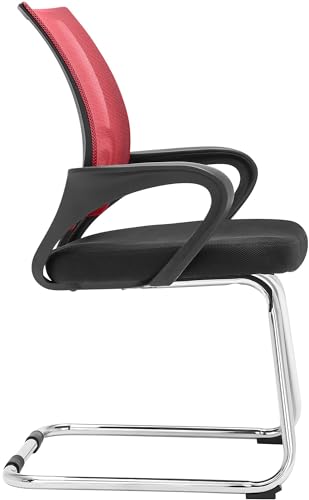 CLP Freischwinger Eureka I Polsterstuhl mit Stoffbezug I Rückenlehne mit Netzbezug I Esszimmerstuhl mit Metallgestell, Farbe:rot - 8