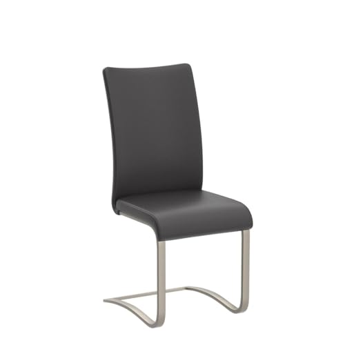 Robas Lund Esszimmerstuhl Leder Schwarz 2er Set, belastbar bis 130 kg, Schwingstuhl mit Rindsleder, Gestell Edelstahl, Komfortsitzhöhe - 5