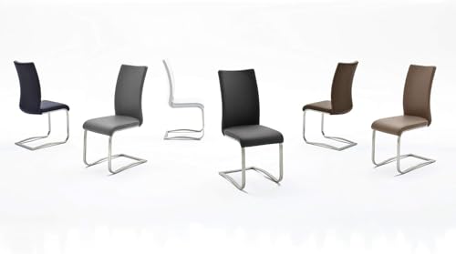 möbelando Schwingstuhl Stuhl Schwinger Esszimmerstuhl Freischwinger Echtleder Muvo II (2er Set) (Schwarz) - 8