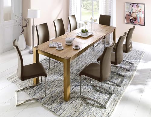 möbelando Schwingstuhl Stuhl Schwinger Esszimmerstuhl Freischwinger Echtleder Muvo II (2er Set) (Cappuccino) - 2