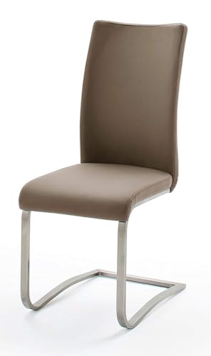 möbelando Schwingstuhl Stuhl Schwinger Esszimmerstuhl Freischwinger Echtleder Muvo II (2er Set) (Cappuccino) - 3