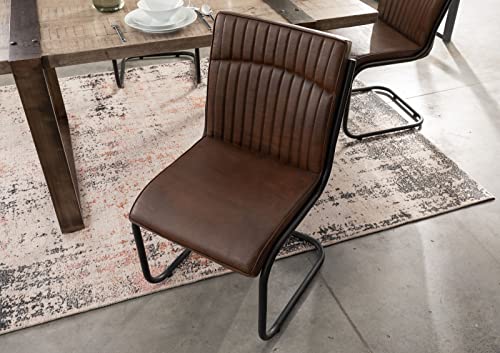 MASSIVMOEBEL24.DE Iron Label Freischwinger #03 52x62x89, Farbe:braun, Anzahl:1 Stück, Material:Echtleder - 2