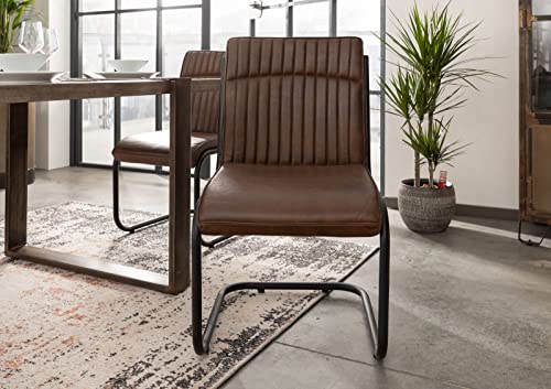 MASSIVMOEBEL24.DE Iron Label Freischwinger #03 52x62x89, Farbe:braun, Anzahl:1 Stück, Material:Echtleder - 4