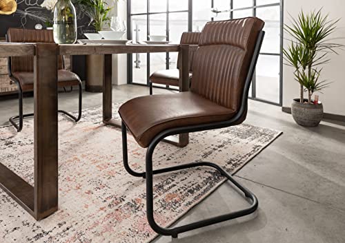 MASSIVMOEBEL24.DE Iron Label Freischwinger #03 52x62x89, Farbe:braun, Anzahl:1 Stück, Material:Echtleder - 9