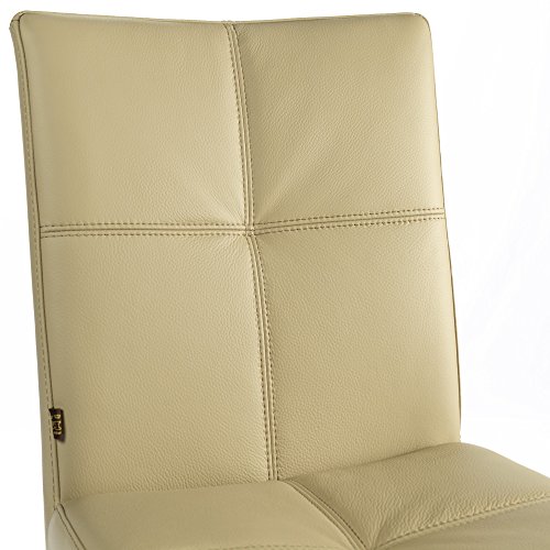 Freischwinger Lederstuhl Libero Edelstahl Stuhl Leder-Stühle Rindsleder Sand - 6