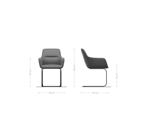 DELIFE Schwingstuhl Pejo-Flex Freischwinger flach Edelstahl Echt-Leder Schwarz Taschenfederkern - 7