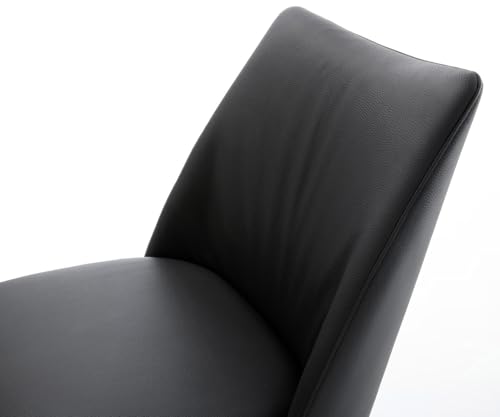 DELIFE Schwingstuhl Elso-Flex Freischwinger flach Effektfinish Titan Echt-Leder Schwarz Taschenfederkern - 5