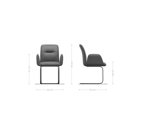 DELIFE Schwingstuhl Vinja-Flex Freischwinger flach Gold Echt-Leder Schwarz - 2