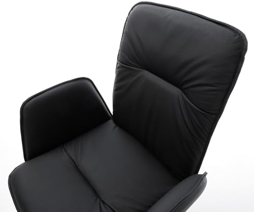 DELIFE Schwingstuhl Vinja-Flex Freischwinger flach Gold Echt-Leder Schwarz - 6