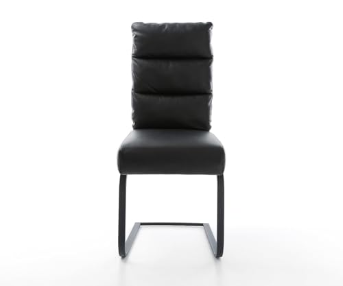 DELIFE Schwingstuhl Pela-Flex Freischwinger flach Schwarz Echt-Leder Schwarz Taschenfederkern - 3