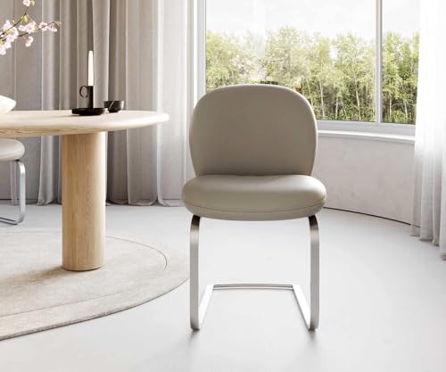 DELIFE Schwingstuhl Nube-Flex Freischwinger flach Edelstahl Echt-Leder Schlamm Taschenfederkern - 3