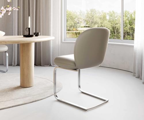 DELIFE Schwingstuhl Nube-Flex Freischwinger flach Edelstahl Echt-Leder Schlamm Taschenfederkern - 5