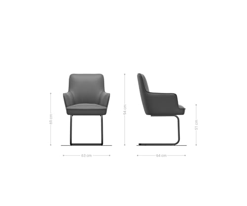 DELIFE Schwingstuhl Heira-Flex mit Armlehnen Freischwinger rund Edelstahl Echt-Leder Schlamm Taschenfederkern - 2