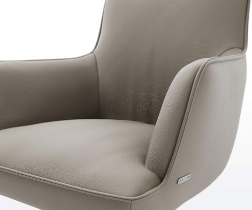 DELIFE Schwingstuhl Heira-Flex mit Armlehnen Freischwinger rund Edelstahl Echt-Leder Schlamm Taschenfederkern - 6