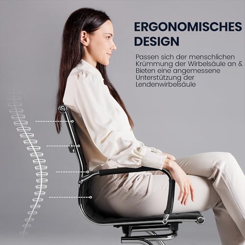 Yaheetech Besucherstuhl Konferenzstühle freischwinger stühle mit armlehne Bürostühle Esszimmerstuhl 2 Stück für Konferenz-Raum/Wartezimmer/Büro/Esszimmer Schwarz - 4