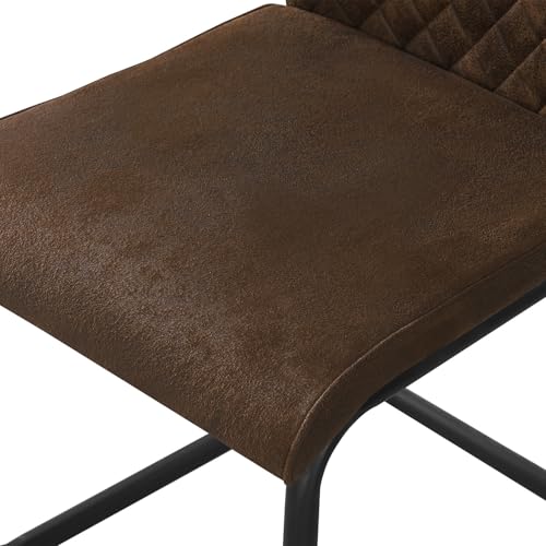 B&D home Esszimmerstühle Theo 4er Set, Küchenstuhl Bürostuhl Schwingstuhl Freischwinger Stühle für Küche, Esszimmer, Büro, Industrial modernes Design, Wildleder Optik Braun, 11138-BRAU-4 - 9