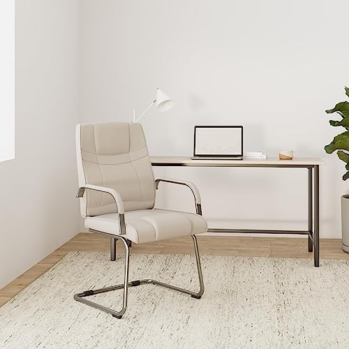 CLP XXL-Freischwinger Attila Mit Metallgestell Und Armlehne I Bürostuhl Mit Stoffbezug Und Polsterung I Bis 180 KG Belastbar, Farbe:Creme - 2