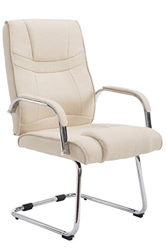 CLP XXL-Freischwinger Attila Mit Metallgestell Und Armlehne I Bürostuhl Mit Stoffbezug Und Polsterung I Bis 180 KG Belastbar, Farbe:Creme - 4