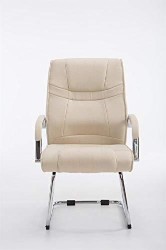 CLP XXL-Freischwinger Attila Mit Metallgestell Und Armlehne I Bürostuhl Mit Stoffbezug Und Polsterung I Bis 180 KG Belastbar, Farbe:Creme - 6