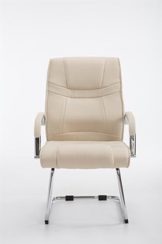 CLP XXL-Freischwinger Attila Mit Metallgestell Und Armlehne I Bürostuhl Mit Stoffbezug Und Polsterung I Bis 180 KG Belastbar, Farbe:Creme - 5