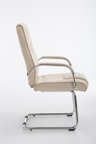 CLP XXL-Freischwinger Attila Mit Metallgestell Und Armlehne I Bürostuhl Mit Stoffbezug Und Polsterung I Bis 180 KG Belastbar, Farbe:Creme - 7