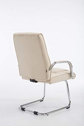 CLP XXL-Freischwinger Attila Mit Metallgestell Und Armlehne I Bürostuhl Mit Stoffbezug Und Polsterung I Bis 180 KG Belastbar, Farbe:Creme - 10