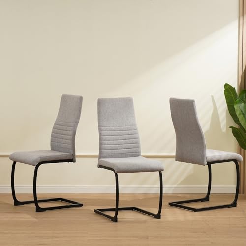 Albatros Freischwinger Stuhl TURANO 4er Set, Grau - Esszimmerstuhl Schwingstuhl mit Modernem Design, Stoff-Bezug, Dicke Polsterung - Küchenstuhl, Polster-Stuhl Esszimmer, Esstisch Stuhl - 4