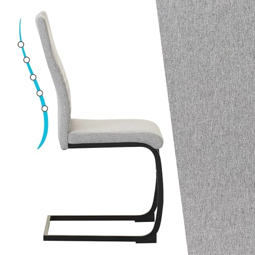 Albatros Freischwinger Stuhl TURANO 4er Set, Grau - Esszimmerstuhl Schwingstuhl mit Modernem Design, Stoff-Bezug, Dicke Polsterung - Küchenstuhl, Polster-Stuhl Esszimmer, Esstisch Stuhl - 6