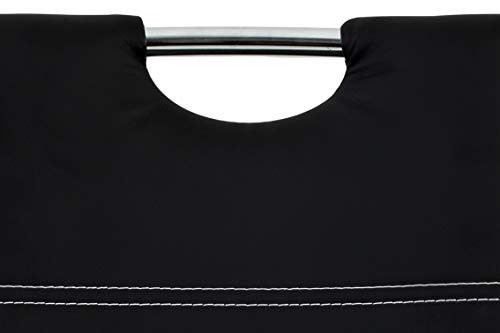 Hela Tische, 4er Set Schwingstuhl, Küchenstuhl Flora, Kunstleder Schwarz, Griffmulde, Metallgestell verchromt, 42x57x98 cm - 14