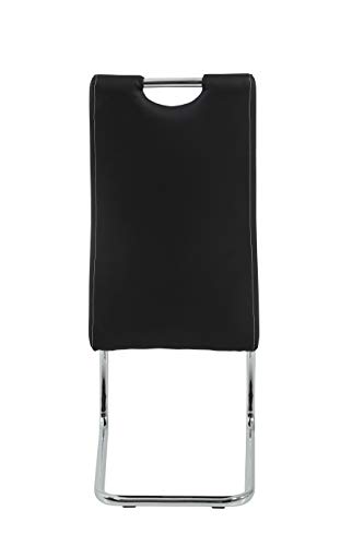 Hela Tische, 4er Set Schwingstuhl, Küchenstuhl Flora, Kunstleder Schwarz, Griffmulde, Metallgestell verchromt, 42x57x98 cm - 10