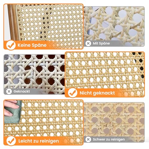 Yaheetech 2-er Set Küchenstuhl Rückenlehne aus Rattan Esszimmerstühle Schwingstuhl mit Metallgestell Polsterstuhl fürs Esszimmer/Küche/Wohnzimmer/Restaurant, Kunstleder, Retro-Braun - 8